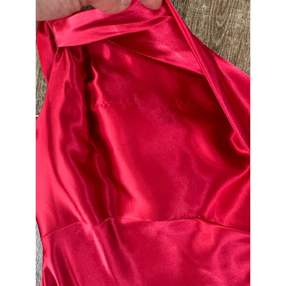 Jessica McClintook for Gunne Sax Vintage Beautiful Red One Shoulder Satin Dress - Picture 6 of 11